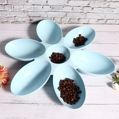 Cat Water Bowl Multiple Case Food Feeder Water Feeding Bowl Six Petals Plastic Feeder Puppy Food Feeder Dispenser Bowl for Cats Dogs(blue)