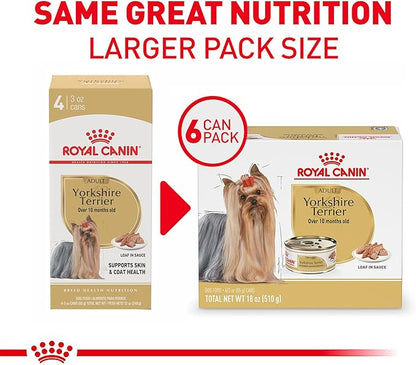 Royal Canin Breed Health Nutrition Yorkshire Terrier Adult Loaf in Sauce Dog Food, 3 oz (Pack of 6)