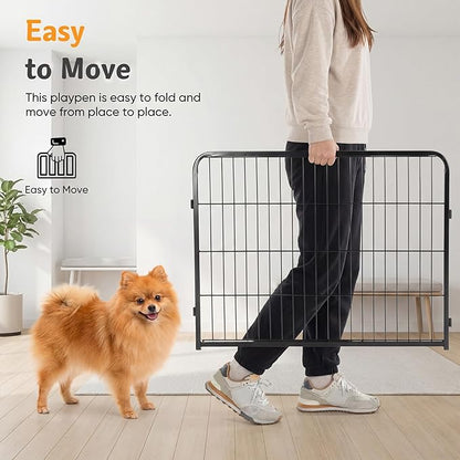 NEWBULIG Dog Playpen for Indoor 32 Inch 6 Panels - Portable Heavy Duty Metal Pet Exercise Pen with Door, Foldable Small Medium Dog Puppy Playpen Fence for Outdoor RV, Camping, Yard, Garden