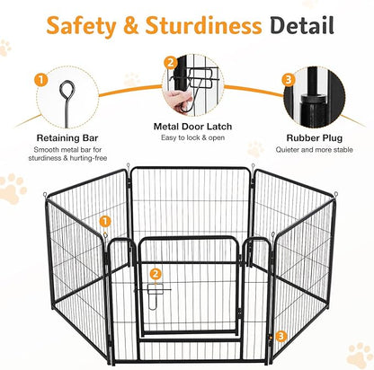 NEWBULIG Dog Playpen for Indoor 24 Inch 6 Panels - Portable Heavy Duty Metal Pet Exercise Pen with Door, Foldable Small Dog Puppy Playpen Fence for Outdoor RV, Camping, Yard, Garden