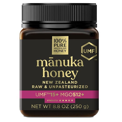 Manuka Honey UMF 15+ (MGO 512+) 100% Pure New Zealand - Certified, Raw 8.8 Ounce (250g) (Pack of 1)