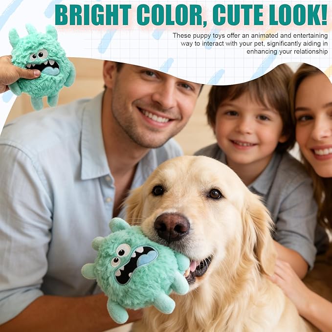 Plush Squeaky Dog Toy, Crinkle Stuffed Dog Toy Keep Them Busy Tug of War Birthday Dog Chew Toy for Small Medium Large Dogs (Light Green)