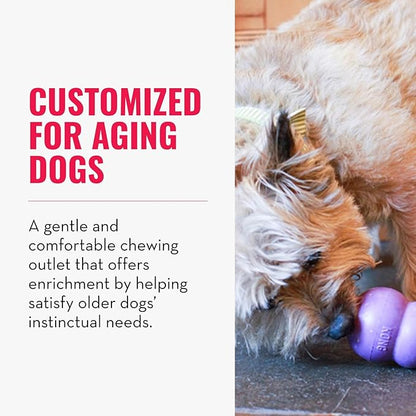 KONG Senior - Dog Toy with Gentle, Natural Rubber - Durable Dog Toy for Older Dogs - Use Treats with Stuffable Chew Toy - Treat Toy for Chewing & Fetching - for Medium Dogs