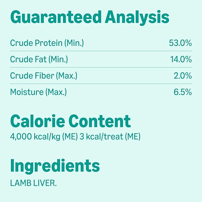 Amazon Basics Freeze-Dried Raw Single Ingredient Dog Treats, Lamb Liver, High Protein, Healthy Training Treats or Meal Topper for All Dogs, Grain-Free, 3.3oz (Pack of 2) (Previously Wag)