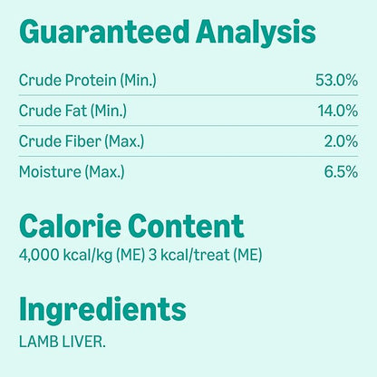 Amazon Basics Freeze-Dried Raw Single Ingredient Dog Treats, Lamb Liver, High Protein, Healthy Training Treats or Meal Topper for All Dogs, Grain-Free, 3.3oz (Pack of 2) (Previously Wag)