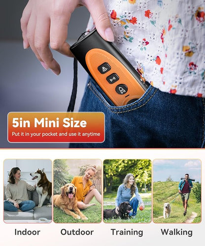 Dog Bark Deterrent Device, 3X Ultrasonic Anti Barking Device for Dogs, 6 Modes 23FT Range Bark Control, Stop Barking Neighbors Dog, Safe & Humane Rechargeable Behavior Correction Devices - Black