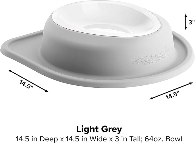 WeatherTech Single Low Pet Feeding System w/Plastic Dog/Cat Bowls - 64 oz (8 Cups) Light Grey (PSL6403LG)