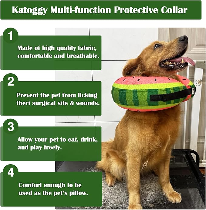 Katoggy Inflatable Dog Cone Collar for After Surgery, Doggie Neck Blow up Donut Recovery ECollar, Soft Adjustable Dog Cone for Small Medium Large Dogs and Cats