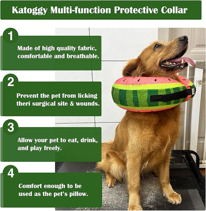 Katoggy Inflatable Dog Cone Collar for After Surgery, Doggie Neck Blow up Donut Recovery ECollar, Soft Adjustable Dog Cone for Small Medium Large Dogs and Cats