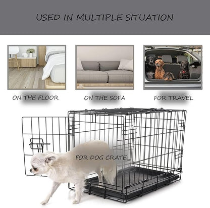 Washable Dog Bed Mat Pet Crate Pad Soft Fluffy Pet Kennel Beds Dog Sleeping Mattress for Large Jumbo Medium Small Dogs, 21 x 13 Inch, Gray