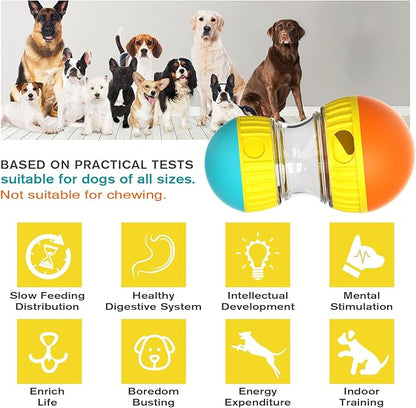 BSISUERM Dog Treat Dispensing Puzzle Toy Adjustable Food Dispenser Slow Feeder Puppy Enrichment Rolling Ball Pet Interactive Chase Toys Stimulating Game for Small Medium Dogs Gift to Keep Them Busy