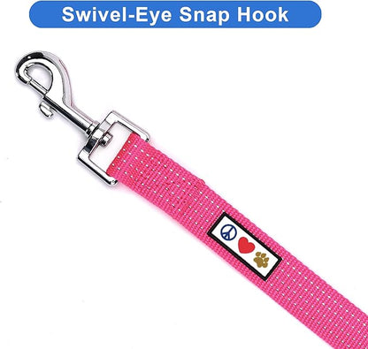 Pawtitas Pink Dog Leash 6 ft M/L Reflective Durable Lightweight Dog Lead for Medium or Large Dogs and Puppies