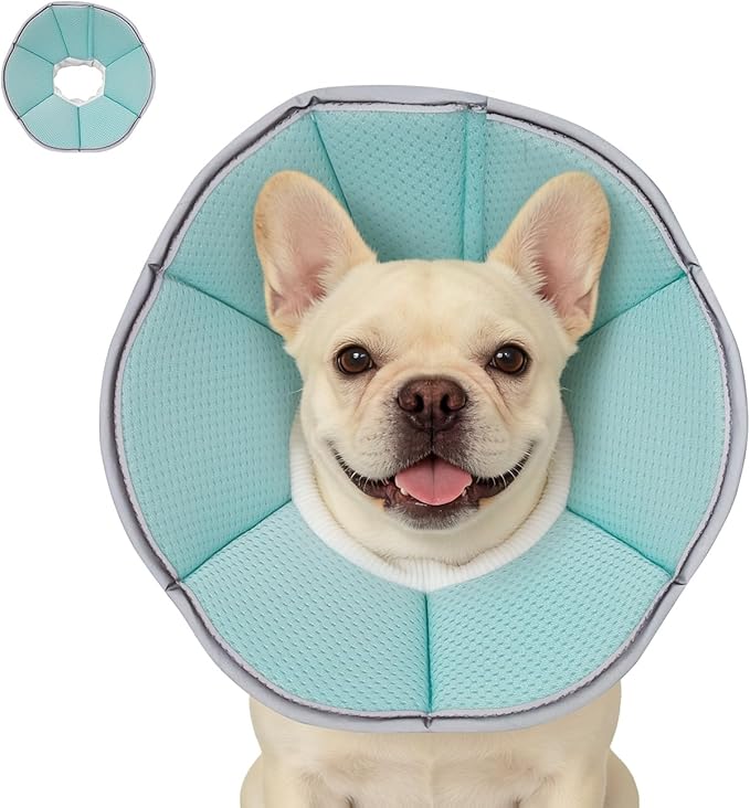 MAXFUT Dog Cone Collar,Soft Cone for Dogs to Stop Licking After Surgery,Non Inflatable Dog Donut Cone (Light Blue, S)