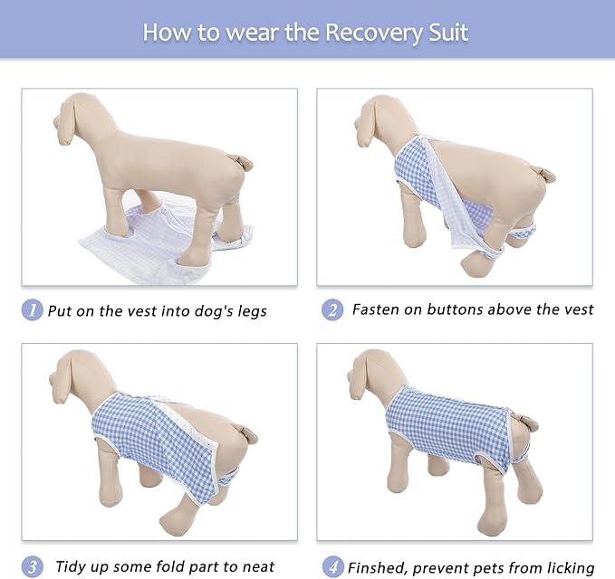 Kuoser Surgical Recovery Suit for Dogs Cats, Pet T-Shirt After Surgery Wear for Dogs, Dog Professional Recovery Suit Comfortable E Collar Alternative, Prevent Licking Onesies Pet Surgery Recovery Suit