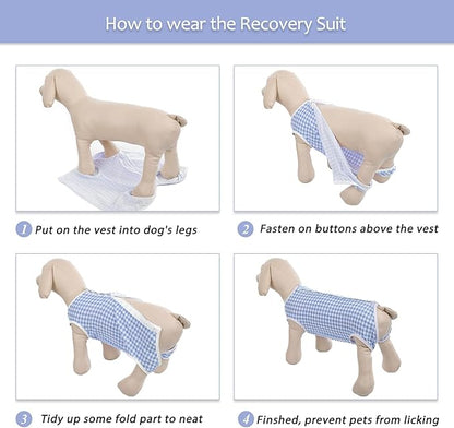 Kuoser Surgical Recovery Suit for Dogs Cats, Pet T-Shirt After Surgery Wear for Dogs, Dog Professional Recovery Suit Comfortable E Collar Alternative, Prevent Licking Onesies Pet Surgery Recovery Suit
