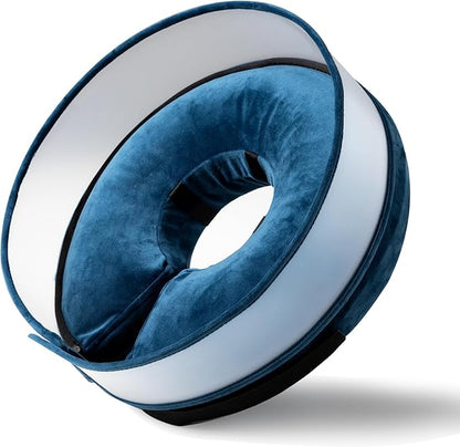Inflatable Dog Cone, Soft Dog Cone Collar After Surgery for Alternative with Enhanced Anti-Licking Guard Shield Adjustable Detachable Cone Collar, Elizabethan Collar (M, Blue)