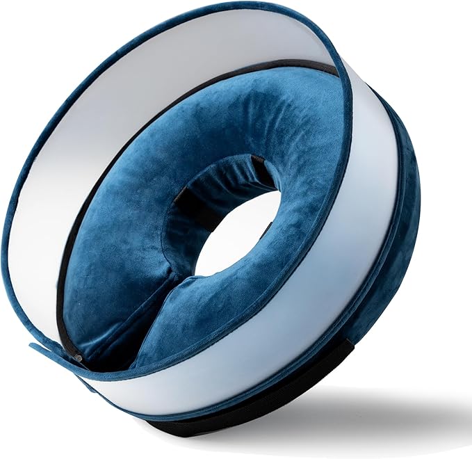 Inflatable Dog Cone, Soft Dog Cone Collar After Surgery for Alternative with Enhanced Anti-Licking Guard Shield Adjustable Detachable Cone Collar, Elizabethan Collar (L, Blue)