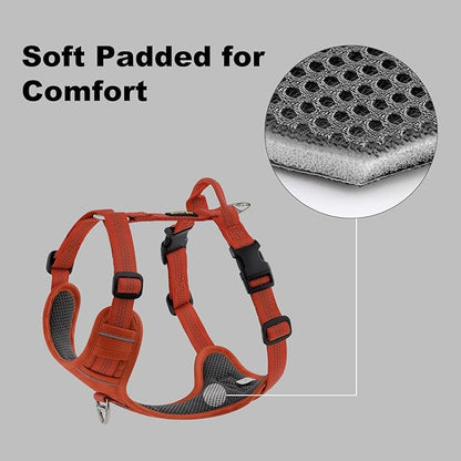 Plutus Pet No Pull Dog Harness, Reflective Adjustable Dog Vest Harness with Handle, Escape Proof, Soft Padded for Small Medium Large Dogs (Orange, L)