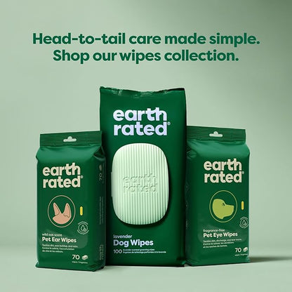 Earth Rated Dog Ear Wipes, Vet-Developed Pet Ear Wipes for Dogs & Cats, Hypoallergenic Cleaner to Remove Dirt and Wax, Wild Oat Scent, 70 Count