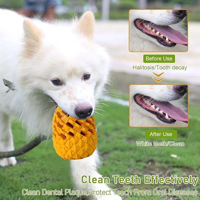 M.C.works Dog Toy for Aggressive Chewers Large Breeds, Indestructible Pineapple Dog Toys, Tough Treat Dispensing Toys for Small Medium Large Dogs (Large)