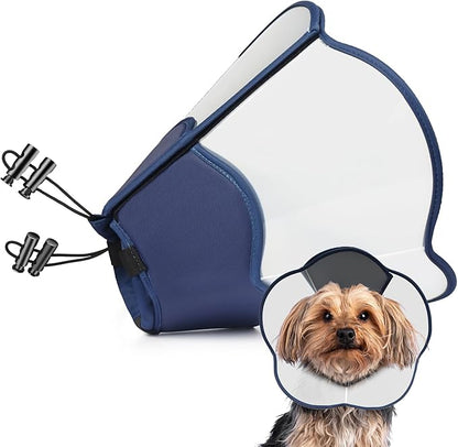 Hard & Heavy Plastic Dog Cone Collar Alternative for Small Dogs (Yorkshire Pomeranian) After Surgery, Adjustable Recovery Cone Anti-Lick, Elizabethan Protective Collar Cone of Shame for Healing