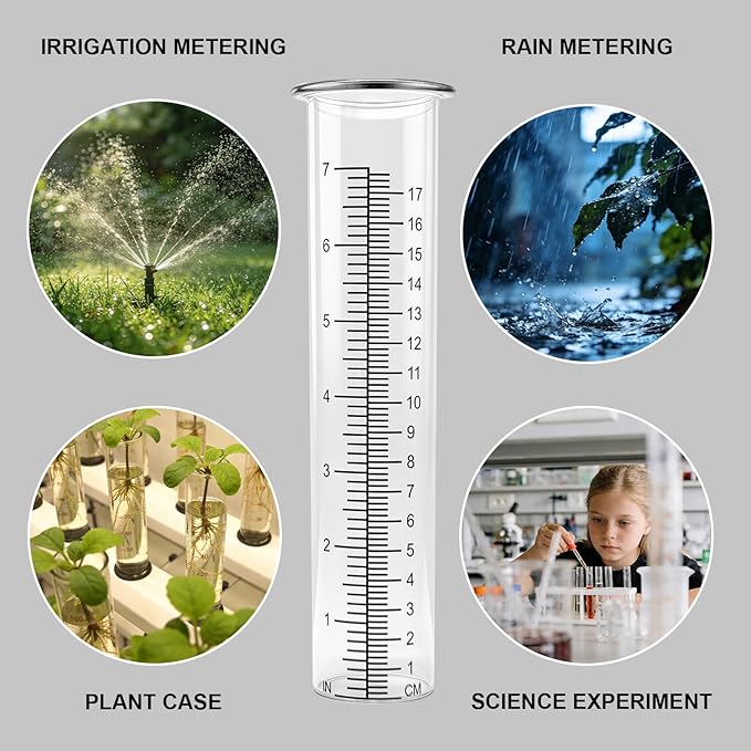 YJFWAL 2Pack 7" Plastic Rain Gauge Replacement Tube, 8.26 x 2.26 inches Cold Resistance Crack Resistance for Outdoor Yard Garden Lawn