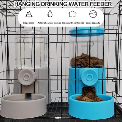 Pet Food Dispenser,Pet Water Dispenser,Automatic Pet Feeder,Rabbit Food Bowl,Water Dispenser Set for Bunny Kitten Guinea Pig Ferret Small Dog Grey 2
