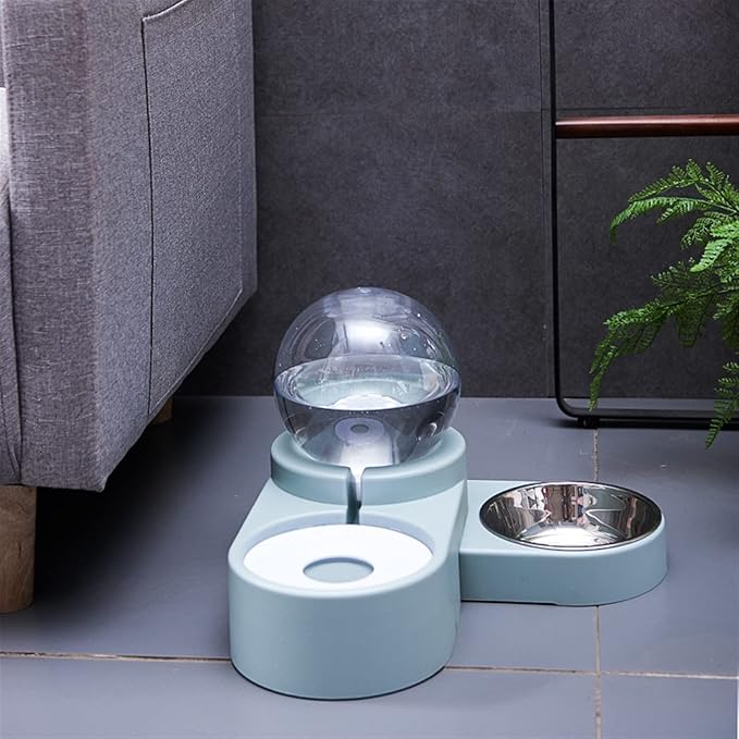 Pet Water Dispenser Spherical Pet Dog Bowl Variable Corner Cat Automatic Water Dispenser Supplies Plastic Double(Pink)