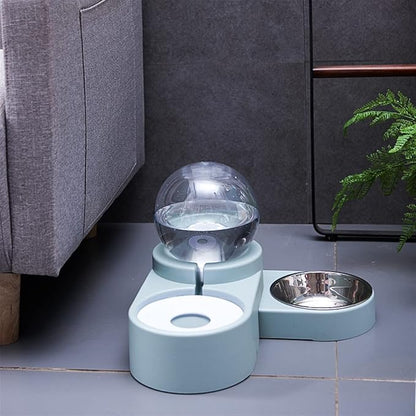Pet Water Dispenser Spherical Pet Dog Bowl Variable Corner Cat Automatic Water Dispenser Supplies Plastic Double(Pink)
