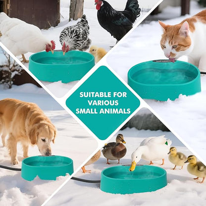 125 OZ/3.7L Heated Water Bowl, Large Heated Dog Bowls for Outside, Safety Listed Heated Pet Bowl with Anti-Chew Cord for Dog, Chicken,Duck,Cat Drinking Water in Winter, Anti-Slip Base