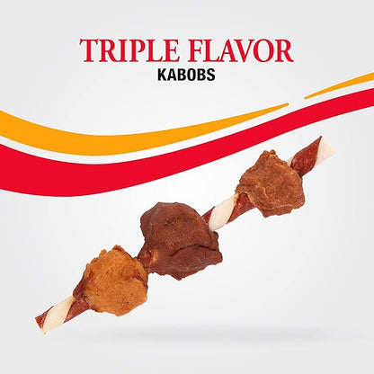 Good'N'Fun Triple Flavored Rawhide Kabobs for Dogs, 4-Ounce (Pack of 2)