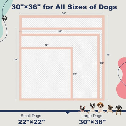 Dog Pee Pads Extra Large 30"×36" - 40 Count, XXL Pink Puppy Pads Unscented, Urine Underpads, Super Absorbent & Leak-Proof Potty Pads for Doggies