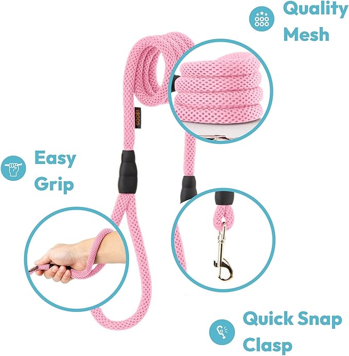 Gooby Mesh Leash - Black, 4 FT - Breathable Mesh 4 Foot Leash for Small Dogs with Bolt Snap Clasp - On The Go Dog Leashes for Small, Medium, and Large Dogs