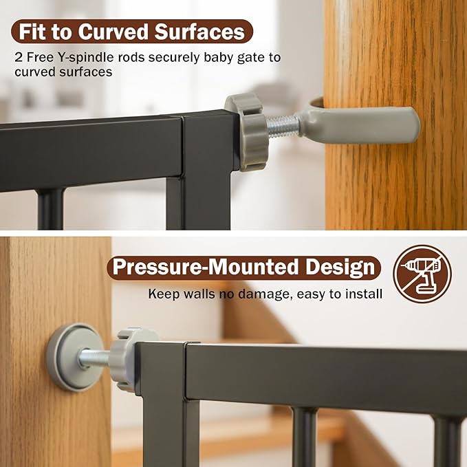 Mumeasy 36" Extra Tall Baby Gate for Stairs and Doorways, 26-40" Auto Close Dog Gate Indoor, Easy Install Pressure Mounted Pet Gate, Safety Baby Gates with Door for Child and Pets