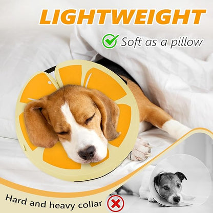 Inflatable Dog Cone Collar to Stop Licking, Soft Neck Donut Collar After Surgery, Adjustable Recovery Cone for Small Medium Large Dogs (Orange,XS)