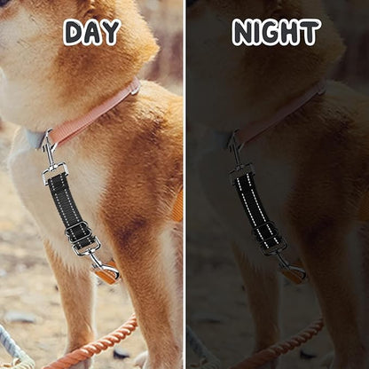 YUEPET Dog Safety Collar Clips 2 Pack Adjustable Prong Backup Clips Reflective Double Ended Backup Clasp Leash Connector for Dog Harness to Collar Safety Clip(Grey+Black)