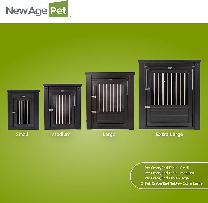 New Age Pet ECOFLEX InnPlace Dog Crate & End Table, Indoor Furniture Style Pet Kennel for Small, Medium, Large & XL Dogs, Durable Composite, Espresso Black, X-Large