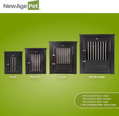 New Age Pet ECOFLEX InnPlace Dog Crate & End Table, Indoor Furniture Style Pet Kennel for Small, Medium, Large & XL Dogs, Durable Composite, Espresso Black, X-Large