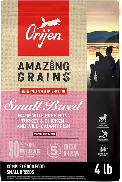 ORIJEN Amazing Grains High Protein Dry Dog Food Small Breed Recipe 4lb Bag