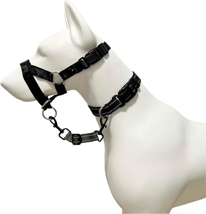 Dog Collar Safety Clip, Reflective Double-Ended Backup Connector for Harness to Collar, Adjustable Safety Clip for Prong, Pinch Collars, Prevents Escapes & Accidental Disconnection