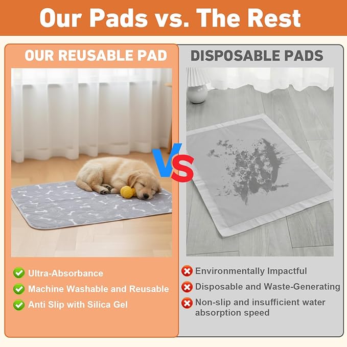 Puppy Pads with Pheromones,Forever Pad,Washable Pee Pads for Dogs,Reusable Pee Pads for Dogs,Waterproof and Leak-Proof,Non-Slip Base Training Pads Suitable for Home and Dog Crates(Brown Puppies,XL)