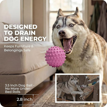 Apasiri Interactive Dog Toys for Large & Medium Dogs: 3.5" Bacon Flavored Squeaky Balls for Dogs, Tough Durable Spiky Rubber Bouncy Dog Toys Balls, Floating Outdoor Fetch Dog Toy, Pink Dog Balls Gifts