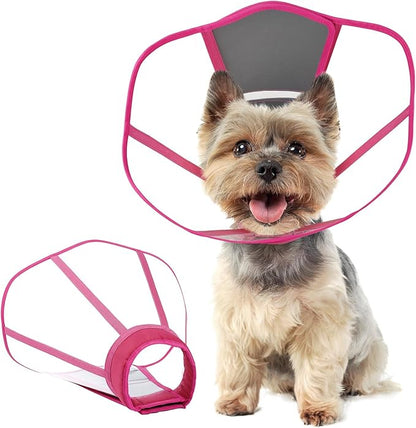Clear Dog Cone, Elizabethan Collar for Dogs to Stop Licking, Plastic Pet E-Collar Alternative After Surgery, Adjustable Dog Recovery Cone for Wound Healing