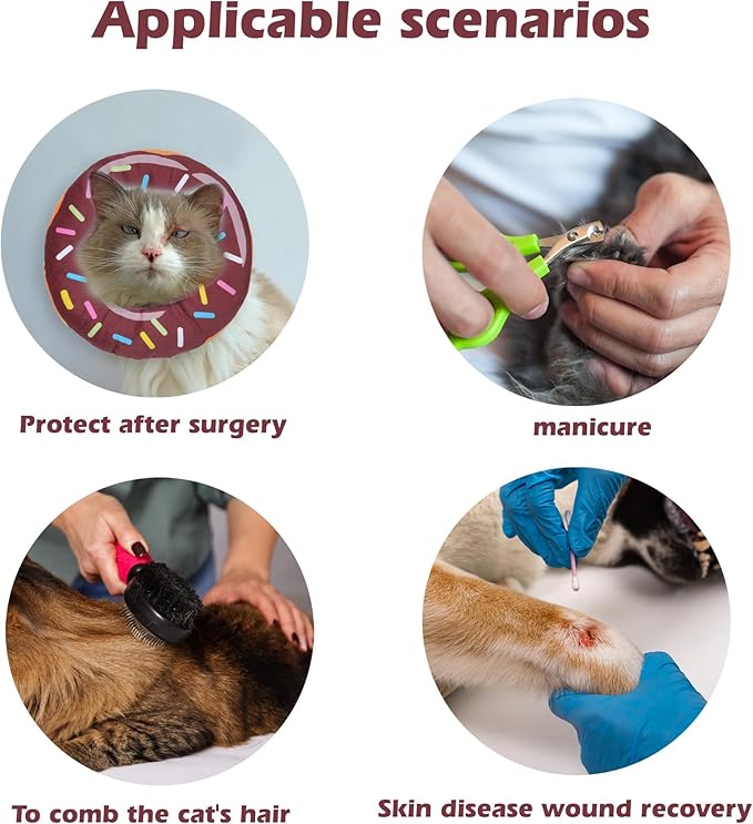 Comfortable Adjustable Soft Dog Cone for Recovery, Washable Elizabethan Collar for Dogs and Cats, Stops Licking Wounds (Donut Brown, S)