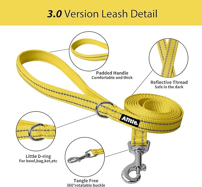 AIITLE No Pull Dog Harness and Leash Set, Step in Adjustable Dog Harness with Padded Vest for All Weather, Dog Leash with Soft Padded Handle, Easy to Put on Small and Medium Dogs Yellow S