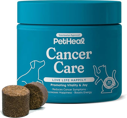PetHeal Cancer Care Chews for Dogs - Pork Flavor - Supports Energy, Comfort & Longevity | Immune Support with Astragalus & Burdock | Helps Digestive Discomfort | 30 Soft Chews, Vet-Reviewed