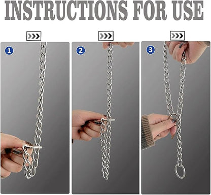 Dog Choke Collar Slip P Chain,Heavy Duty Metal Training Choker Martingale Collars, Adjustable Weather Proof Alloy Steel Chains for Small Medium Large Dogs(Silver,XL)