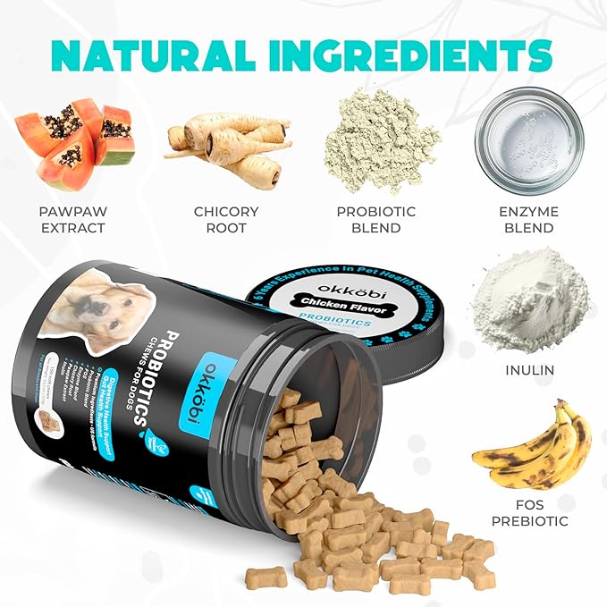 Probiotics for Dogs Chews 150PCs - Digestive, Gut Health & Diarrhea Support - Probiotic Chews for Dogs - Vet Approved US Formula with Dog Probiotics, Enzymes & Natural Ingredients - Chicken