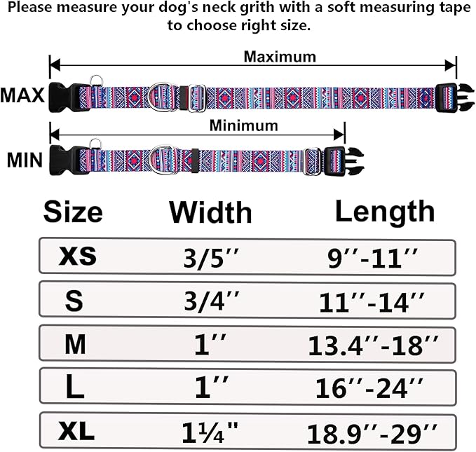 Martingale Collar for Dogs with Buckle No Pull Adjustable Nylon Limited Slip Training Dog Collars (Purple Tribal, Medium)