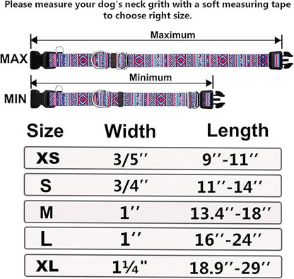 Martingale Collar for Dogs with Buckle No Pull Adjustable Nylon Limited Slip Training Dog Collars (Purple Tribal, Medium)